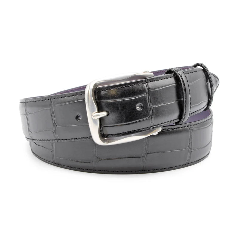Black Mock Alligator Sculpted Belt